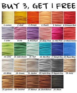 Flat Faux Suede Leather Cord  3mm Jewellery Velvet String Thong Craft UK **NEW** - Picture 1 of 61