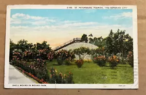 VINTAGE .01 POSTCARD - 1930 USED -SHELL MOUND, MOUND PARK, ST. PETERSBURG, FLA. - Picture 1 of 2