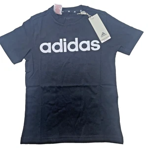 adidas Essentials Kids  Cotton T-Shirt, Linear Logo, Size 7-8 Years, Black - Picture 1 of 12