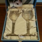 Meissen Wave Play Wine Glass Pair Tableware Elegant Graceful Formal Germany JP