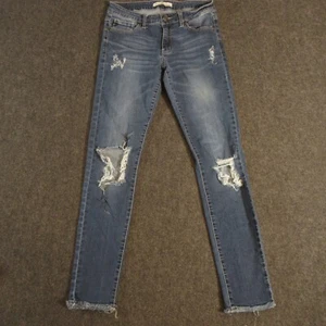 KanCan Estilo Jeans Womens 9/28 Stretch Blue Denim Solid Stretch Pockets Holes - Picture 1 of 12