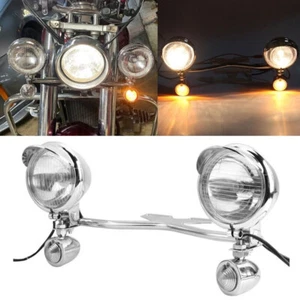 Passing Turn Signals Light Spot Lamp Bar For Harley Honda Yamaha Suzuki Cruiser - Picture 1 of 8