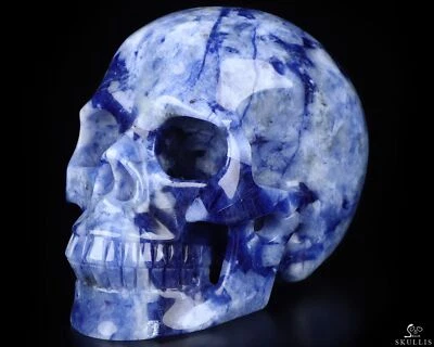 Calavera de cristal tallada a mano de sodalita de 5,1", realista, cristal curativo Foto 1 de 4