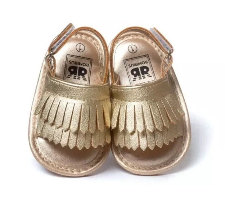 Little Wanderers Summer Fringe Sandals Size 1 Color Gold - Image 1 of 2