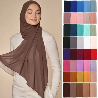 86 Farben Muslim Chiffon Hijab Schal Frauen Solide Kopf Wrap Islamische Schals - Bild 1 von 4