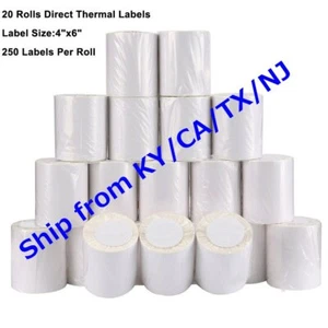 20 rollos 4x6 etiquetas térmicas directas 250/rollo para Zebra 2844 Eltron ZP450 ZP500 EE. UU. - Imagen 1 de 8