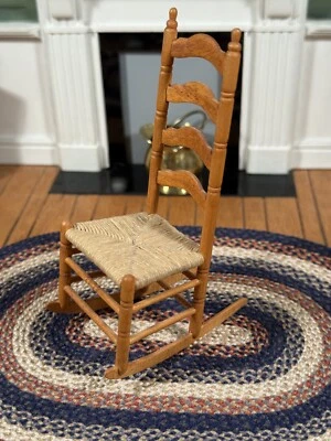 Shaker Ladder Back Rocking Chair Don Perkins Artisan Dollhouse Miniature 1:12 - Image 1 of 3