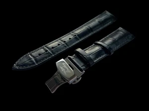 Breitling 19mm/20mm black leather Watch strap band with deployment clasp - Picture 1 of 5