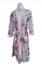 VTG Adonna Cotton Polyester Nightgown Floral Wrap Robe Pink Purple Green Size S