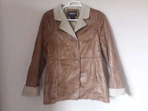 NWT OLYMPIA Limited Inc. Camel Faux Suede Faux Fur Lined Women Jacket Coat Sz L - Picture 1 of 11