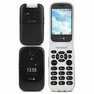 Doro 7060 Flip Folding Big Button 4G Black White Mobile - Factory Unlocked - Afbeelding 1 van 1
