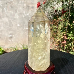 1.9LB Natural citrine quartz obelisk smoked crystal spiritual energy+base- - Picture 1 of 19
