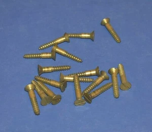 17 Vintage #12 x 1 9/32" Schlitz Flachkopf Messing Holzschrauben gealterte Optik - Bild 1 von 4