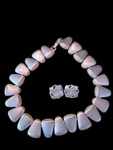 napier necklace vintage Earring Set Silvertone 17 In 1960s - Picture 1 of 3