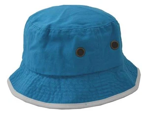 Newhattan Herren 100% Baumwolle Fischerhut Türkis Blau Weiß - Bild 1 von 1