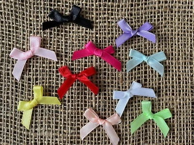 10pc Upick Satin Ribbon Bows Applique Embellishments- Scrapbook Dolls Sewing J73 - Image 1 of 4