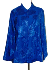 PICADILLY FASHIONS WOMENS BLUE JACKET DRESSY SHIMMER SPRING/SUMMER TOP SZ L - Picture 1 of 8