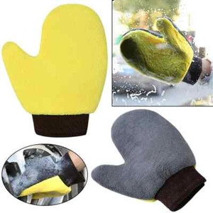 Double-Sided Microfiber Cleaning Glove Car Wash Mitt for Windows, Doors, Glass - Picture 1 of 8
