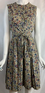 Peck & Peck Fifth Avenue New York Vintage Dress 60s Pleated Cotton Florals - Picture 1 of 12