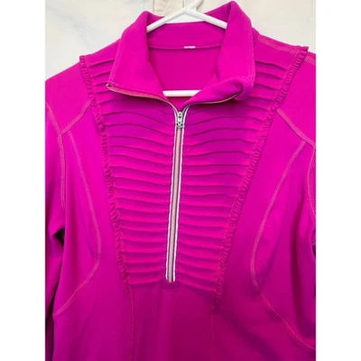 Chaqueta Pullover Lululemon Corazón Cálido París Rosa Volantes Media Cremallera Talla 8 Foto 1 de 4
