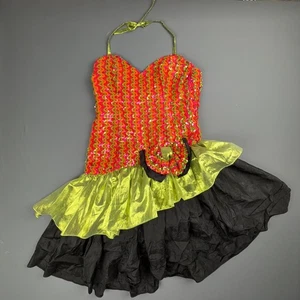 Vintage Loralie Original Kleid Damen 10 rosa limette schwarz Pailletten Neckholder Party USA - Bild 1 von 11