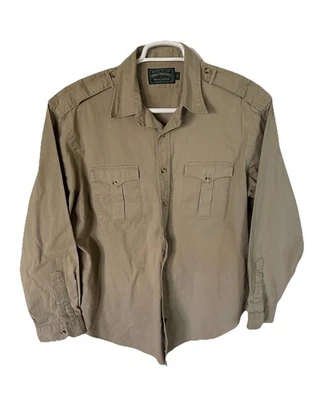 Vintage 90s Ralph Lauren Country Safari Military Utility Khaki Button Down Shirt - Image 1 of 4