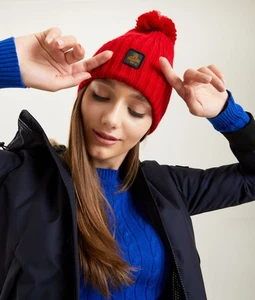 NEW! RefirigiWear 1954 Ribbed Carvin Hat Beanie with Pom -Red Cap - Picture 1 of 5