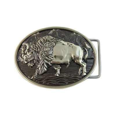 Hebilla de búfalo bisonte americano plata alemana, estilo vaquero americano occidental, salvaje Foto 1 de 4