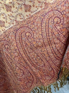 Elegant Wool Brown Earth Tones Paisley Super Soft Scarf Shawl Wrap * 84 x 40 - Picture 1 of 14