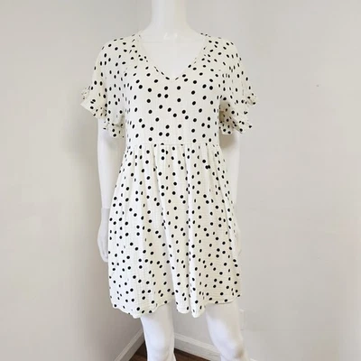 Vestido Madewell Talla M Babydoll Hilado por la Luz Manga con Volantes Lunares Mini Bolsillos Foto 1 de 4