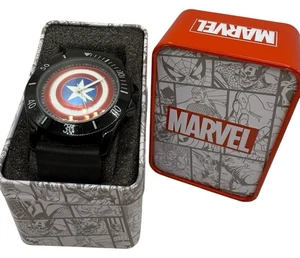 Marvel Captain America Men’s Watch Shield Logo Dial Flawed New W Box New Battery - Picture 1 of 6