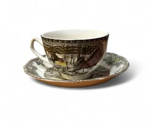 Vintage The Friendly Village The Ice House Johnson  Bros Teacup & Saucer England - Picture 1 of 10