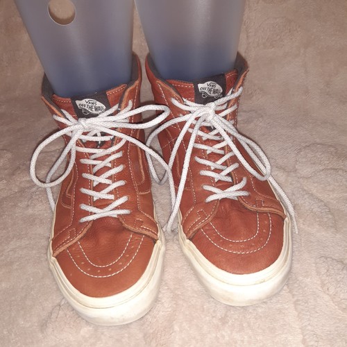Stivali skater alti Vans SK8 HI zip CA pelle henné marrone taglia UK 7