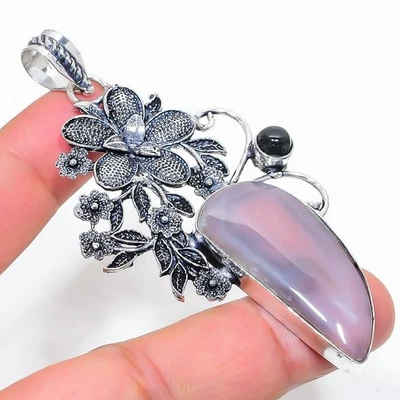 Ciondolo in argento sterling 925 fatto a mano con pietra preziosa in onice... - Immagine 1 di 4