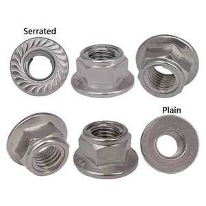Dado per marmellata flangiato esagonale M4 M5 M6 M8 M10 M12 seghettato/piatto A2/A4 acciaio inox - Foto 1 di 9