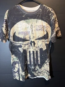 MARVEL EXTREME THE PUNISHER T-SHIRT MEDIUM BLACK ALL OVER GRAPHIC COMIC BOOK AOG - Picture 1 of 9