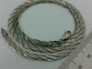 Vtg Twisted Spiral Wrap Braid Sterling Silver Italy 4mm flat Choker 16" Necklace - Picture 1 of 19
