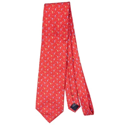 Burberry London Mens Red Flower Floral Neck Tie 100% Silk Italy - Image 1 of 4