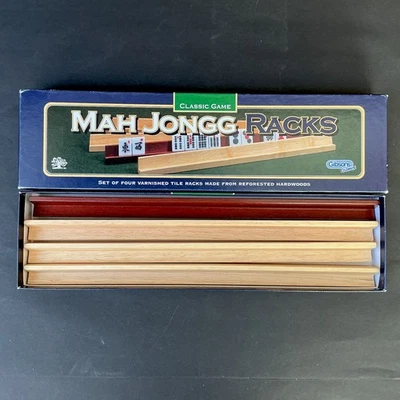 Vintage Gibsons Mah Jong Tile Racks Holders Varnished Hard Wood 14"  4 In box - Image 1 of 4