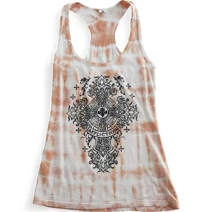 New Womens Affliction Homily Racerback Tie Dye Tank Rhinestone T-Shirt Top S-XXL - Picture 1 of 2