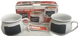NUEVO Juego de tazas sopera de pizarra blanca y negra tiza incluida 2 tazas tamaño mediano - Imagen 1 de 9