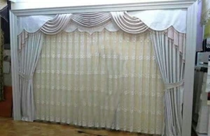 set tenda lusso velluto argento palazzo tessuto spesso tenda valance tulle 7105 - Foto 1 di 2