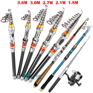 2024 Portable Telescopic Carbon Fiber Fishing Rod Pole Spinning Travel Sea Rod - Picture 1 of 69