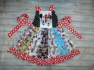 NEW Boutique Mickey Minnie Mouse Girls Sleeveless Ruffle Twirl Dress - Picture 1 of 8