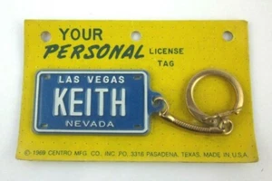 1969 Personal License Plate Tag Keychain Personalized Las Vega Keith NOS Vintage - Picture 1 of 2