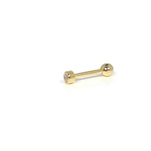 18ct Yellow Gold 2MM created Diamond 18g Labret, Tragus Barbell body jewellery - Picture 1 of 2