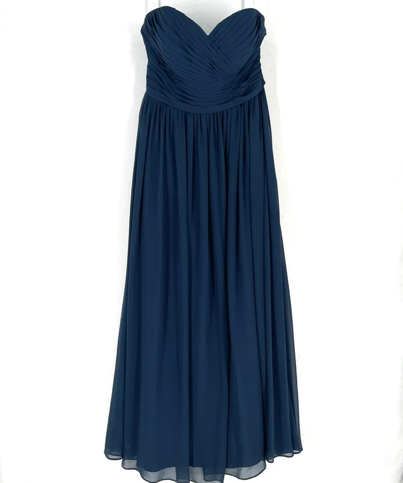 AZAZIE Bridesmaid Dress Gown Size A12 Blue Sweetheart Neckline Chiffon Long - Image 1 of 4