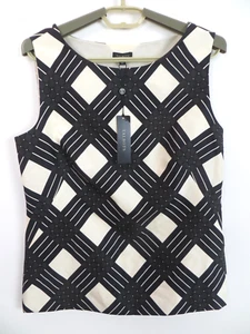 NWT TALBOTS Women's Lightweight Silk Tank Top Lined Plaid Cream Black Size 6 $99 - Picture 1 of 14