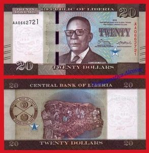 LIBERIA 20 Dollars dolares 2016 (2017) Pick 33a Serial AA SC / UNC - Imagen 1 de 1