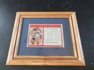 ted williams Signed 3x5 STAT Paper. The Piece Is Framed And Measures 12x10 - Picture 1 of 2